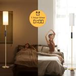 Ambimall 64'' Floor Lamps for Living Room with Remote Control and Stepless Dimmable Colors Temperature & Brightness, 9W Bulb Included(Beige Lampshade & Gold Pole)