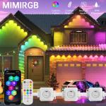 MIMIRGB Smart Permanent Outdoor LED Eaves Lights 180 LEDs Waterproof String Lights Remote Control and App Control for Parties