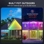 MIMIRGB Smart Permanent Outdoor LED Eaves Lights 180 LEDs Waterproof String Lights Remote Control and App Control for Parties