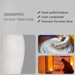 AIEAMPDO 21'' Set of 2 Rustic Ceramic Table Lamps for Living Room Bedroom, Farmhouse Vintage Nightstand Lamps for Office Entryway End Table, 2 Bulbs Included