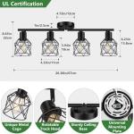 Baocuz 4-Lights Semi Flush Mount Ceiling Light, Adjustable Multi-Directional Light Fixtures, Rotatable Farmhouse Light Fixtures Mount with Metal Cage for Dining Room, Living Room
