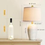 AIEAMPDO 21'' Set of 2 Rustic Ceramic Table Lamps for Living Room Bedroom, Farmhouse Vintage Nightstand Lamps for Office Entryway End Table, 2 Bulbs Included