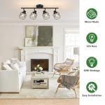 Baocuz 4-Lights Semi Flush Mount Ceiling Light, Adjustable Multi-Directional Light Fixtures, Rotatable Farmhouse Light Fixtures Mount with Metal Cage for Dining Room, Living Room