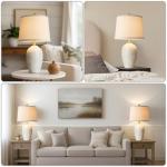 AIEAMPDO 21'' Set of 2 Rustic Ceramic Table Lamps for Living Room Bedroom, Farmhouse Vintage Nightstand Lamps for Office Entryway End Table, 2 Bulbs Included