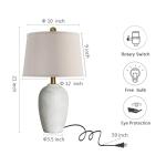 AIEAMPDO 21'' Set of 2 Rustic Ceramic Table Lamps for Living Room Bedroom, Farmhouse Vintage Nightstand Lamps for Office Entryway End Table, 2 Bulbs Included