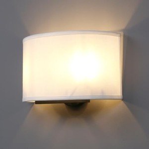 Yosoan Fabric Wall Sconce Indoor Bedside Light Fixture, 2-Light Dual Vintage Industrial Hardwired Sconces Wall Lighting Semicircle Textile White Shade for Bedroom Living Room Corridor Study