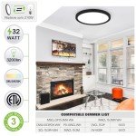 hykolity 18 Inch LED Round Flat Panel Light, Black, 32W, 3200lm, 3000K/4000K/5000K CCT Selectable, 120°Beam Angle, Dimmable Edge-Lit Flush Mount Ceiling Light Fixture - ETL Listed