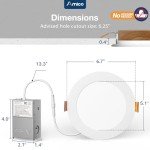 Amico 20 Pack 6 Inch 5CCT Ultra-Thin LED Recessed Ceiling Light with Junction Box, 2700K/3000K/3500K/4000K/5000K Selectable, 12W Eqv 110W, Dimmable Can-Killer Downlight, 1050LM Wafer Lighting - ETL