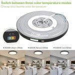 hykolity 18 Inch LED Round Flat Panel Light, Black, 32W, 3200lm, 3000K/4000K/5000K CCT Selectable, 120°Beam Angle, Dimmable Edge-Lit Flush Mount Ceiling Light Fixture - ETL Listed