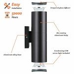 DAKAFUL Outdoor Wall Lights 4Pack, Integrated LED Cylinder Up Down Lights, 12W 2700K Aluminum Exterior Wall Light, Outdoor Light Fixture for Porch Patio Door.(Matte Black)