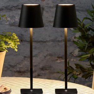 2 Pack Cordless Table Lamps-5500mAh Rechargeable Lamp,Waterproof Outdoor Table Lights for Patio/Shower/Restaurant/Dinner/Kitchen Counter/Dining Tabletop,Mini Small Battery Operated Lamp Wireless