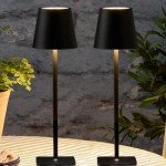 2 Pack Cordless Table Lamps-5500mAh Rechargeable Lamp,Waterproof Outdoor Table Lights for Patio/Shower/Restaurant/Dinner/Kitchen Counter/Dining Tabletop,Mini Small Battery Operated Lamp Wireless
