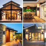 DAKAFUL Outdoor Wall Lights 4Pack, Integrated LED Cylinder Up Down Lights, 12W 2700K Aluminum Exterior Wall Light, Outdoor Light Fixture for Porch Patio Door.(Matte Black)