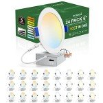 zouzai 24 Pack 6 Inch Ultra-Thin LED Recessed Ceiling Light with Junction Box 5CCT Adjustable Dimmable Can-Killer Downlight - ETL and Energy Star Certified (24 Pack,5CCT, 6 Inch)