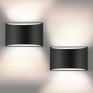 REIKOT Indoor Wall Sconces | Aluminum Modern LED Wall Lights Hardwired Up and Down Wall Mount Light, Dimmable, Suitable for Bedroom,Living Room, Hallway, Warm White 3000K, 1400Lm (2 Pack)