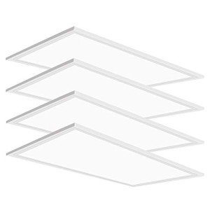 SEURON 2x4 LED Flat Panel Light, 4 Pack 7800LM LED Drop Ceiling Light Fixture, 5000K Flat Panel LED Ceiling Light 0-10V Dimmable 2x4 Recessed Edge-Lit Troffer Fixture for Office Kitchen, ETL Listed