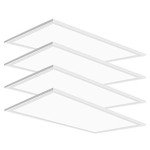 SEURON 2x4 LED Flat Panel Light, 4 Pack 7800LM LED Drop Ceiling Light Fixture, 5000K Flat Panel LED Ceiling Light 0-10V Dimmable 2x4 Recessed Edge-Lit Troffer Fixture for Office Kitchen, ETL Listed