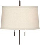 Possini Euro Design Nayla Modern Floor Lamp Standing 62.5" Tall Bronze Steel Slender Column Off White Fabric Tapered Drum Shade Decor for Living Room Reading House Bedroom Home