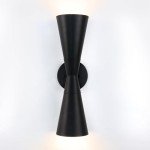 Modern Black Wall Sconce Up and Down Indoor Wall Sconce Mid Century Indoor Wall Light Fixture Hardwired Wall Mounted Lamp for Living Room Bathroom Bedroom Hallway 13 Inch