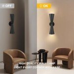 Modern Black Wall Sconce Up and Down Indoor Wall Sconce Mid Century Indoor Wall Light Fixture Hardwired Wall Mounted Lamp for Living Room Bathroom Bedroom Hallway 13 Inch