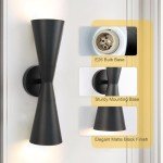 Modern Black Wall Sconce Up and Down Indoor Wall Sconce Mid Century Indoor Wall Light Fixture Hardwired Wall Mounted Lamp for Living Room Bathroom Bedroom Hallway 13 Inch