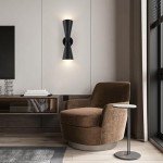 Modern Black Wall Sconce Up and Down Indoor Wall Sconce Mid Century Indoor Wall Light Fixture Hardwired Wall Mounted Lamp for Living Room Bathroom Bedroom Hallway 13 Inch