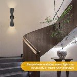 Modern Black Wall Sconce Up and Down Indoor Wall Sconce Mid Century Indoor Wall Light Fixture Hardwired Wall Mounted Lamp for Living Room Bathroom Bedroom Hallway 13 Inch