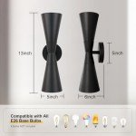 Modern Black Wall Sconce Up and Down Indoor Wall Sconce Mid Century Indoor Wall Light Fixture Hardwired Wall Mounted Lamp for Living Room Bathroom Bedroom Hallway 13 Inch