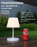 WEILAILUX Outdoor Battery Operated Table Lamp Waterproof, 4000mAh Cordless Table Lamp Rechargeable, Touch Dimmable Desk Lamp, LED Night Light for Patio Camping Restaurant Home, H9.6in, White
