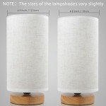Table Lamps for Bedrooms Set of 2, Minimalist Bedside Lamps Set of 2 with Round Fabric Linen Shade,Reading Small Desk Lamp Set of 2 for Kids Room, Night Nightstand Lamp Set for Living Room, Office