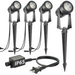 SUNTHIN Outdoor Landscape Lighting, 4 Pack Outdoor Spot Lights with Transformer for Yard, Plant, Lawn, Tree, Flags, House, Garden, Fence Use, IP65 Waterproof & Connectable