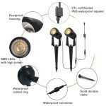 SUNTHIN Outdoor Landscape Lighting, 4 Pack Outdoor Spot Lights with Transformer for Yard, Plant, Lawn, Tree, Flags, House, Garden, Fence Use, IP65 Waterproof & Connectable