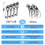 SUNTHIN Outdoor Landscape Lighting, 4 Pack Outdoor Spot Lights with Transformer for Yard, Plant, Lawn, Tree, Flags, House, Garden, Fence Use, IP65 Waterproof & Connectable