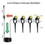 SUNTHIN Outdoor Landscape Lighting, 4 Pack Outdoor Spot Lights with Transformer for Yard, Plant, Lawn, Tree, Flags, House, Garden, Fence Use, IP65 Waterproof & Connectable