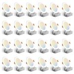 Amico 24 Pack 6 Inch 5CCT Ultra-Thin LED Recessed Ceiling Light with Junction Box, 1050LM Brightness, Dimmable Canless Wafer Downlight, 12W, ETL&FCC
