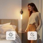 Battery-Operated Motion Sensor Night Lights: 2200mAh Rechargeable Wall Sconces Magnetic Wall Lights Wireless Stairway Lights Portable Hallway Light Wooden Wall Lighting for Bedroom Stair Picture