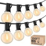 RTTY Outdoor String Lights 300 FT Globe LED Patio Lights with G40 Plastic Bulbs,Waterproof Shatterproof Dimmable Connectable Hanging for Backyard Porch Balcony Party Cafe Deck Decor