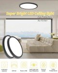 4pack 12 Inch Flush Mount Ceiling Light, 24w Led Ceiling Light, 3000k/4000k/6000k Selectable 2520lm Ceiling Lights, Super Slim Led Light Fixture for Bedroom Kitchen Living Dining Room Office (Black)