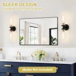 Wall Sconces Set of Two, Black and Gold Bathroom Sconces Wall Lighting with Clear Glass, Modern Sconces Wall Decor Set of 2 Wall Light fixtures for Bathroom Mirror Living Room Hallway Bedroom
