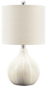 Signature Design by Ashley Rainermen 20" Modern Herringbone Ceramic Table Lamp, Off White
