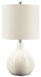 Signature Design by Ashley Rainermen 20" Modern Herringbone Ceramic Table Lamp, Off White