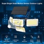 Mokot Solar Lights Outdoor, 288 LED 2800LM Solar Motion Sensor Outdoor Lights with Remote Control, 4 Heads IP65 Waterproof Solar Flood Security Lights for Outside Patio Wall -2PACK