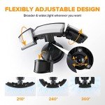 LUTEC 72W 7500LM LED Security Lights Motion Sensor Light Outdoor, 5000K Daylight, IP65 Waterproof, Dusk to Dawn, 3-Head Motion Detected Flood Light for Garage, Yard, Porch(Black)