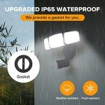 LUTEC 72W 7500LM LED Security Lights Motion Sensor Light Outdoor, 5000K Daylight, IP65 Waterproof, Dusk to Dawn, 3-Head Motion Detected Flood Light for Garage, Yard, Porch(Black)