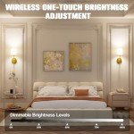 JOFIOS 19.9 inch Battery Operated Wall Sconce Set of 2, Indoor Wireless Rechargeable Wall Lights: Dimmable Detachable Wall Lamp with Remote, 3 Color Temperatures, Wall Sconce for Bedroom Room (Gold)
