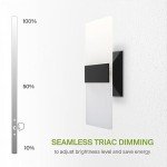 ASD 12 Inch LED Indoor Wall Sconce - Modern Interior 12W 2700K-5000K Adjustable Dimmable Wall Mounted Light Fixtures, Acrylic Glass Wall Lights for Stairway, Hallway - UL, Matte Black, 2 Pack