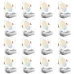 Amico 16 Pack 6 Inch 5CCT Ultra-Thin LED Recessed Ceiling Light with Junction Box, 2700K/3000K/3500K/4000K/5000K Selectable, 12W Eqv 110W, Dimmable Can Light, 1050LM High Brightness Downlight - ETL