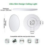 TALOYA 18 Inch Flush Mount Led Ceiling Light Fixture 5 Color Temperature Settings Round Surface Mounted Fixture Dimmable Ultra Slim Ceiling Lamp for Living Room