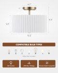VONLUCE Semi Flush Mount Ceiling Light, 12.2'' Ceiling Light Fixture with Pleated Shade, 2-Light Modern Drum Light Fixture for Bedroom Living Room Entryway Hallway, White Shade & Bronze Finish
