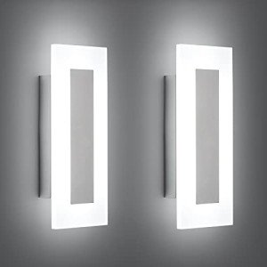 LMQNINE Modern LED Acrylic Wall Sconce Warm White Light Chrome 6000K for Bedroom Corridor Stairs Bathroom Indoor Lighting Fixture Lamps Home Room Decor (2-Pack)…